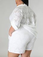 Plus Size Floral Top Shorts Set