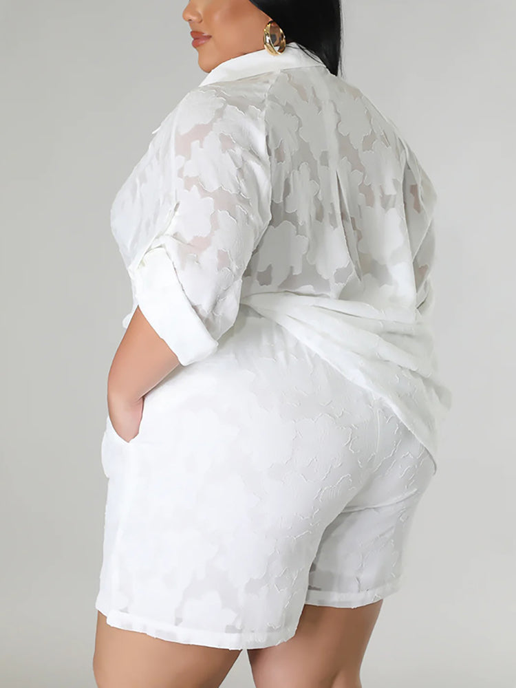 Plus Size Floral Top Shorts Set
