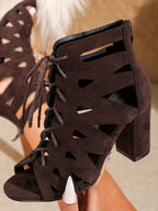 Peep Toe Cutout Heel Sandal Boots