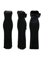 Strapless Bow Tie Back Sequin Maxi Dress