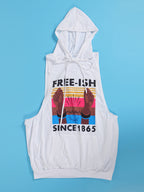 Tops con capucha ajustados con estampado de letras sin mangas 