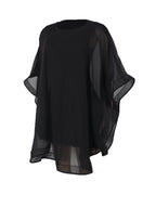 Solid Chiffon Cape Overlay Dress