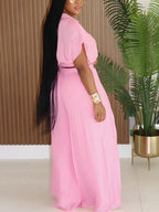 Solid Color Top Wide-Leg Pants Set
