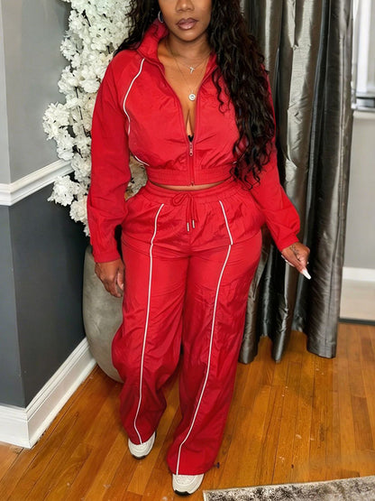 Striped Zip Jacket Pants Set