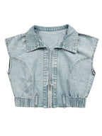 Two Pieces Sleeveless Denim Pants Set