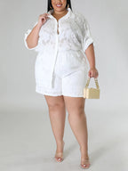 Plus Size Floral Top Shorts Set