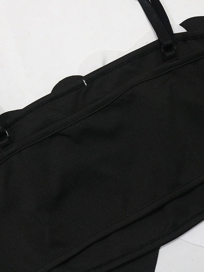 Heart Design Cami Top High Slit Skirt Set