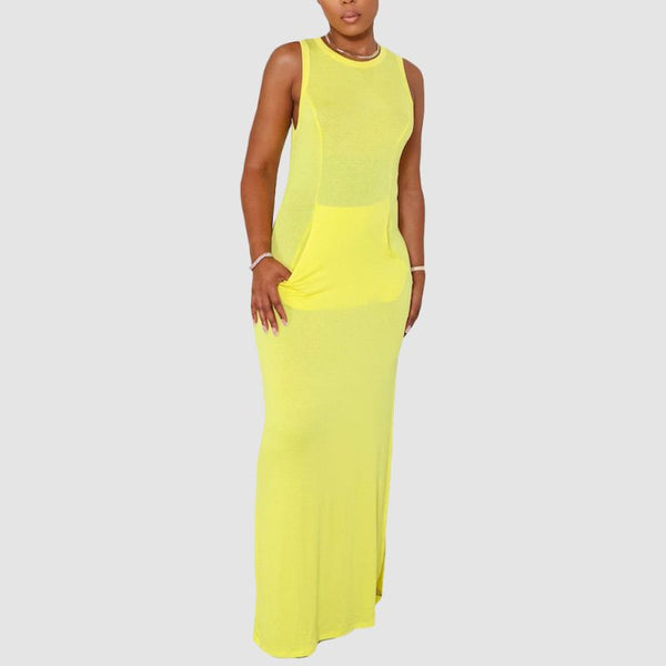 Solid Color Sleeveless Maxi Dresses