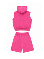 Sleeveless Hoodie Elastic Waist Shorts Set