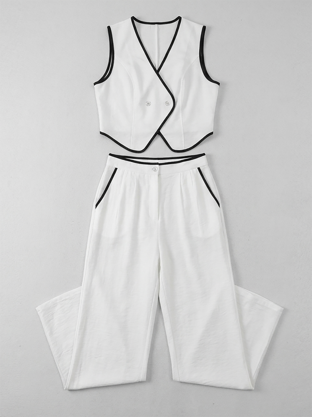 Sleeveless V Neck Vest Pants Suit