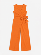Elegant Wrap Waist Wide Leg Jumpsuit