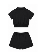 Colorblock Zip Top Shorts Set