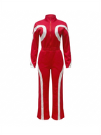 Color Block Half Zip Jumpsuit