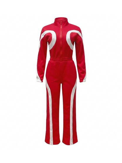 Color Block Half Zip Jumpsuit