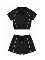 Colorblock Zip Top Shorts Set