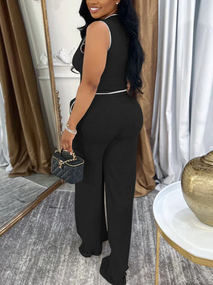 Sleeveless V Neck Vest Pants Suit