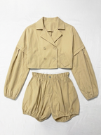 Puff Sleeve Top Bubble Shorts Set