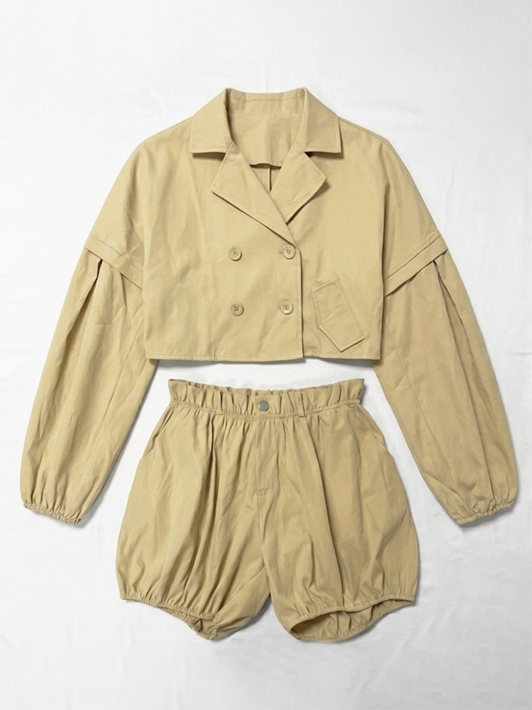 Puff Sleeve Top Bubble Shorts Set