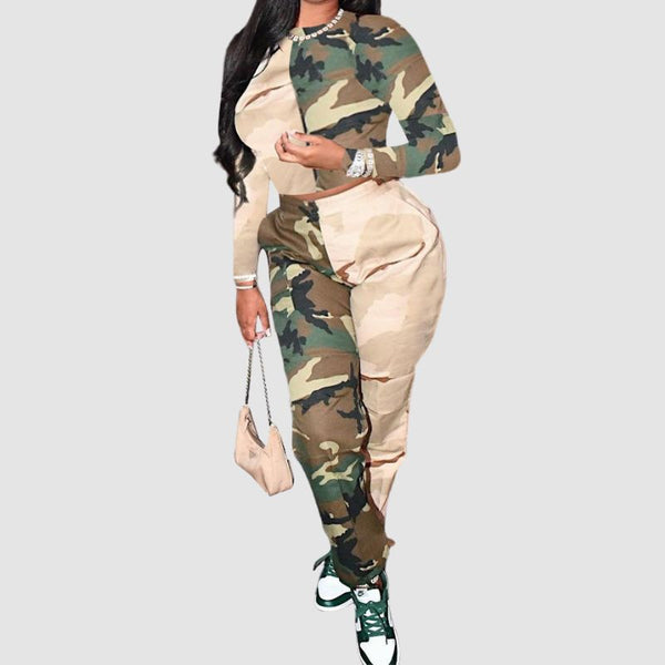 Camouflage Patchwork Design Pant Set