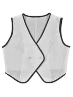 Sleeveless V Neck Vest Pants Suit