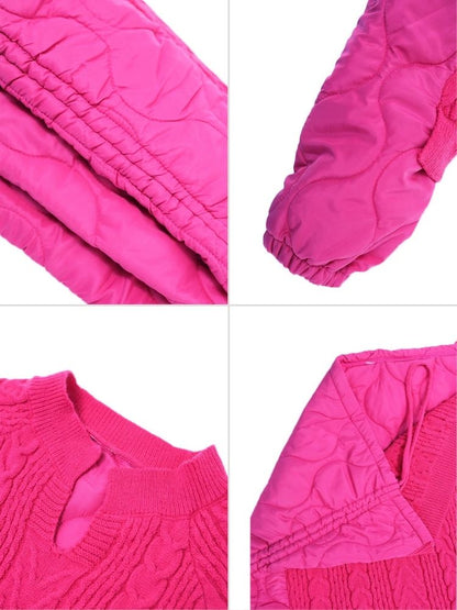 Chaquetas de plumón con cordón de punto de corte holgado informal Jersey 