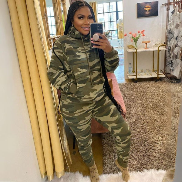Casual Camouflage Pants Set