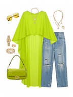 Mesh Batwing Sleeve Cloak Top