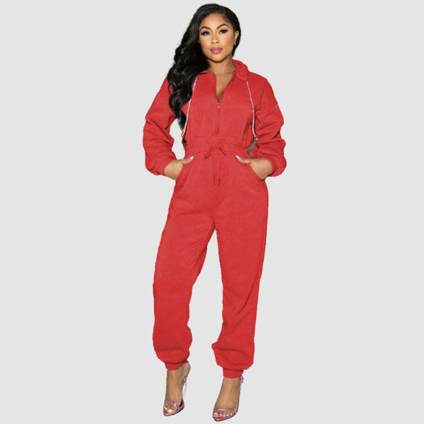 Solid Color Hoodies Jumpsuits