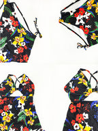 Plus Size Floral Print Backless Swimsuit