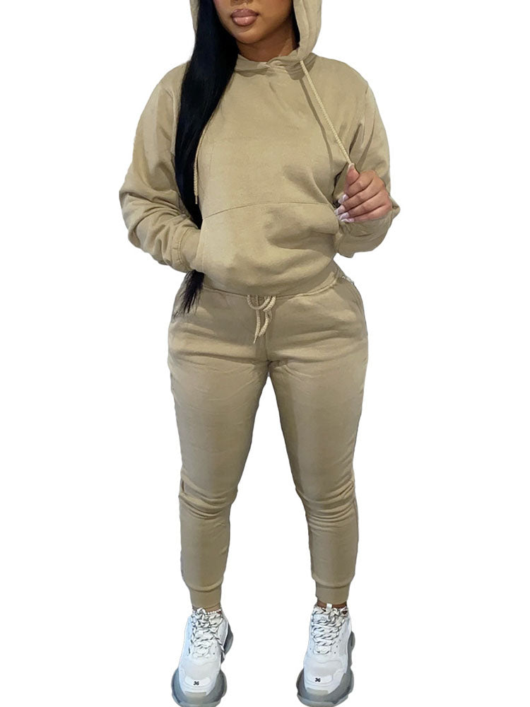 Conjunto de sudadera con capucha y pantalones deportivos con forro polar 