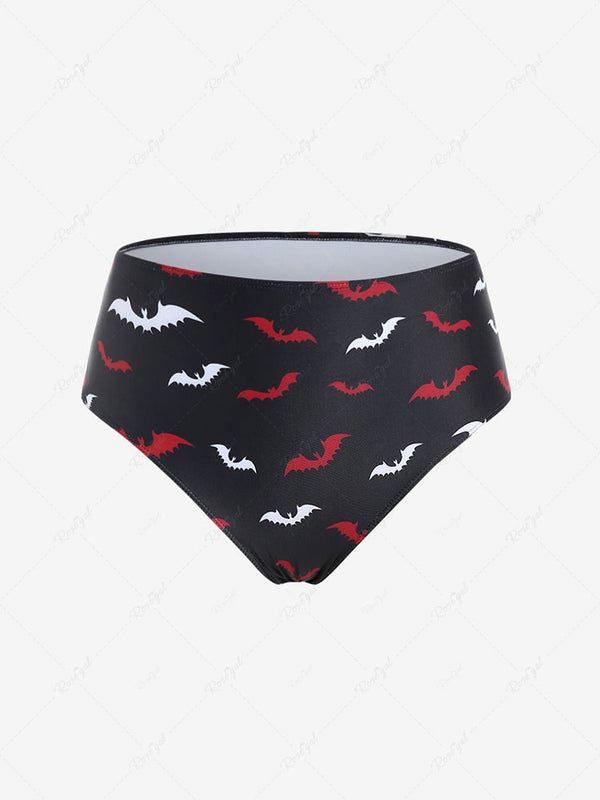Plus Size Halloween Bat Print Swim Bikini Brief