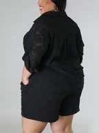 Plus Size Floral Top Shorts Set
