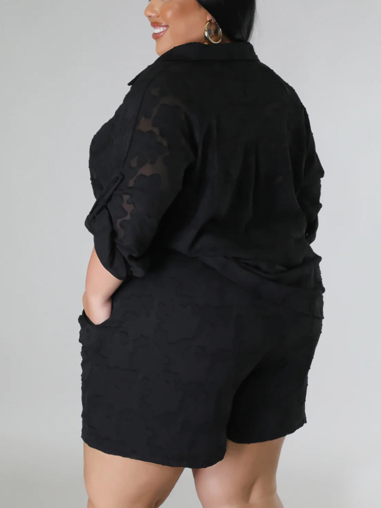 Plus Size Floral Top Shorts Set
