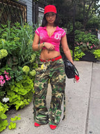 Camouflage Cargo Straight Leg Pants