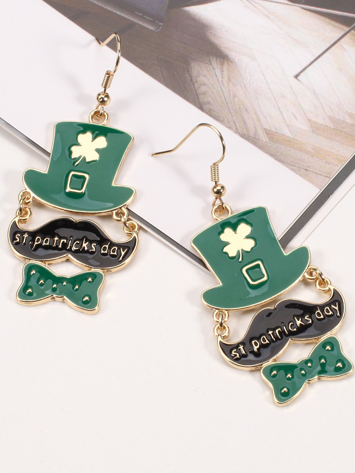 St Patrick's Day Clover Beer Earrings