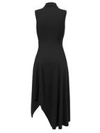 Vestido con vuelo y cintura ceñida con cuello tipo polo sin mangas 