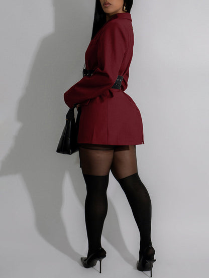 Belted Button Blazer Jacket