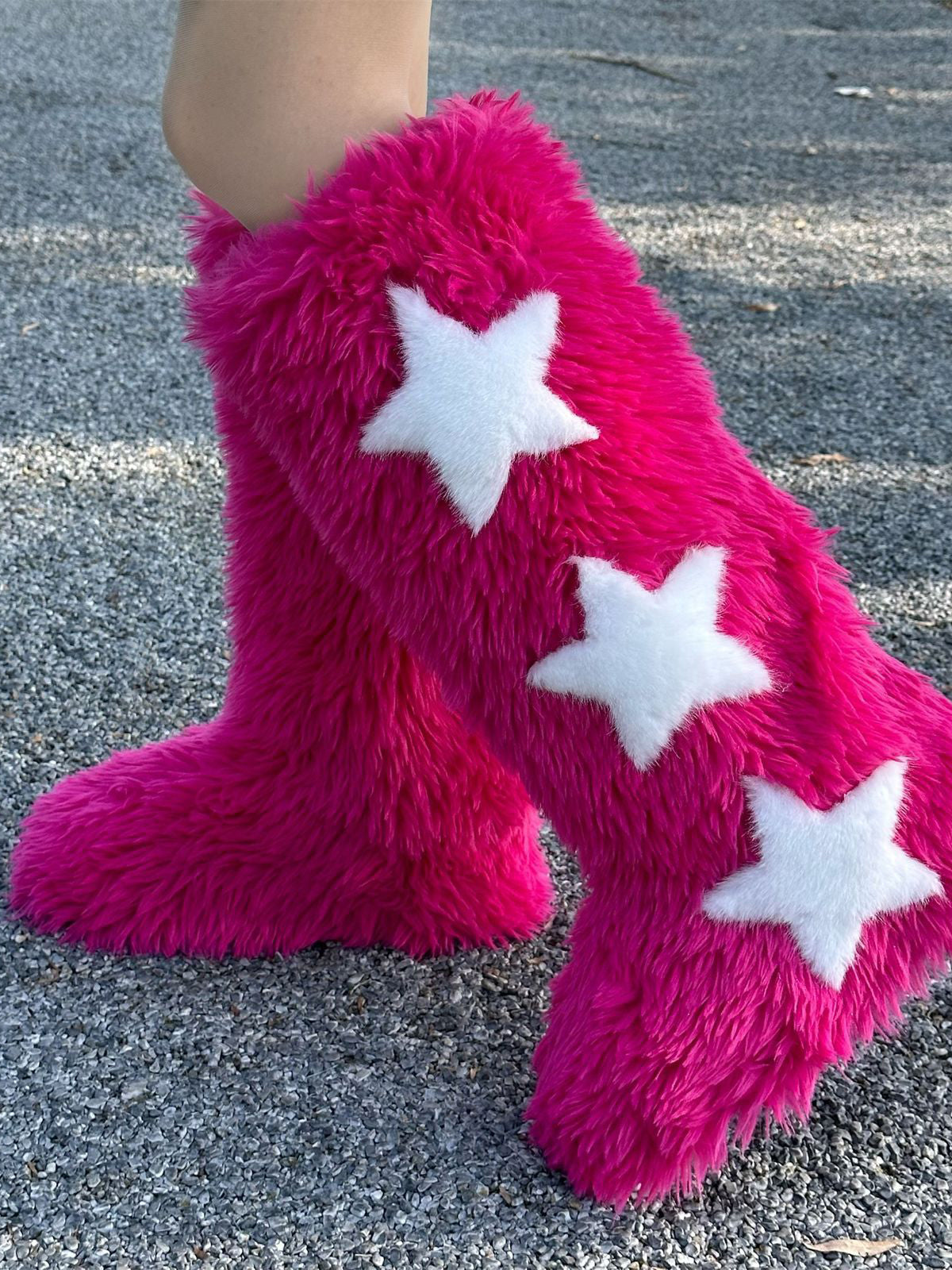 Star Print Fur Bootss