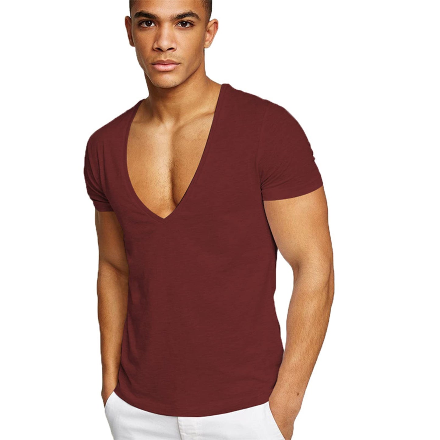 Mens V Neck Short Sleeve Tops