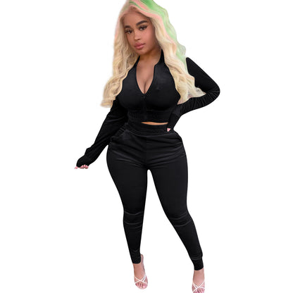 Chaqueta con cremallera de dos piezas Pantalones jogger