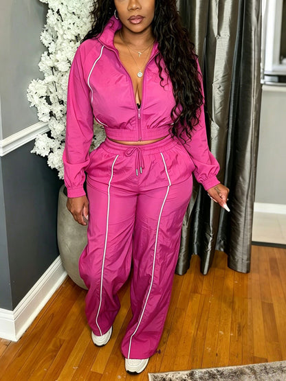 Striped Zip Jacket Pants Set