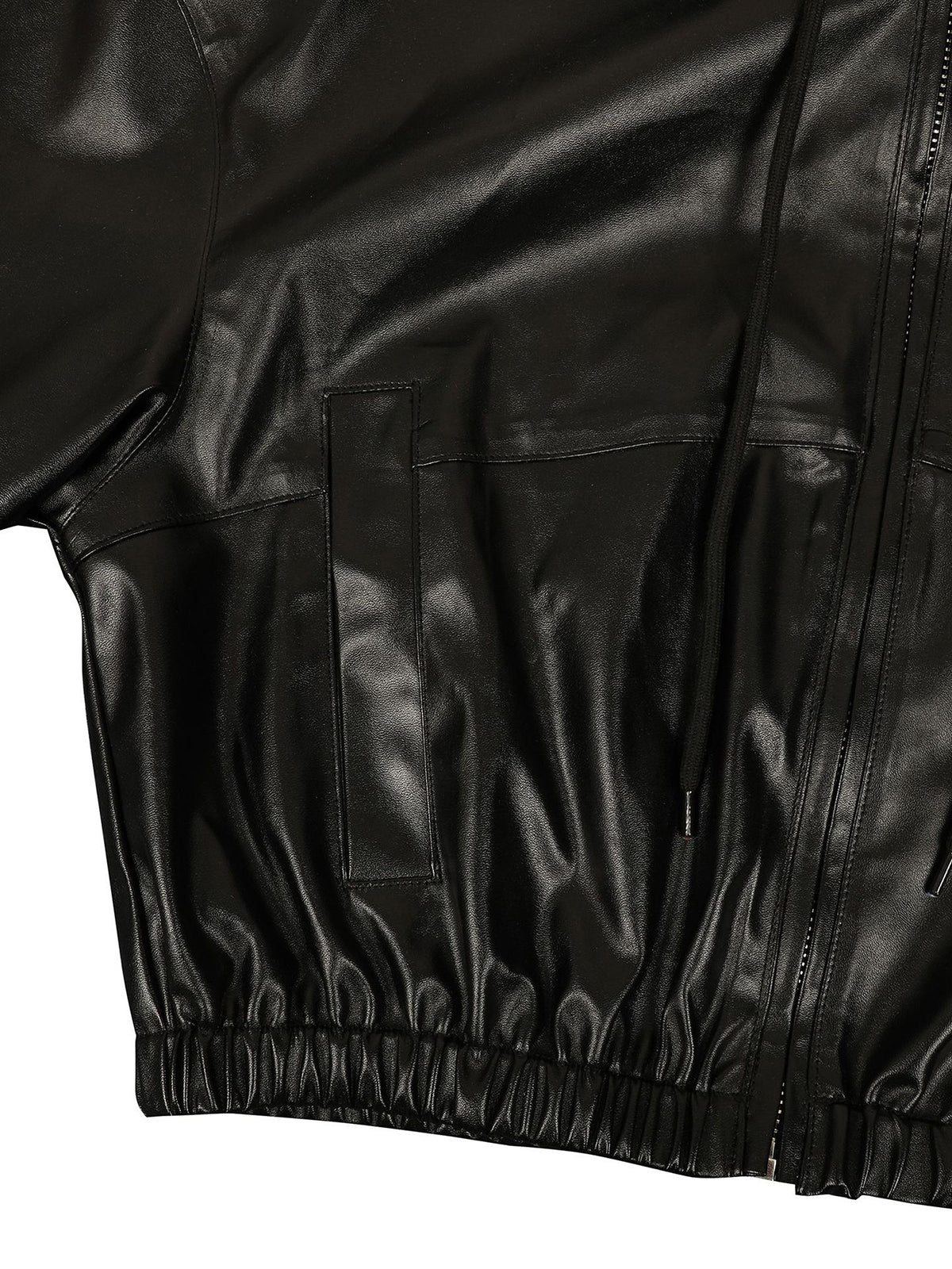 Hooded PU Leather Jacket Shorts Set