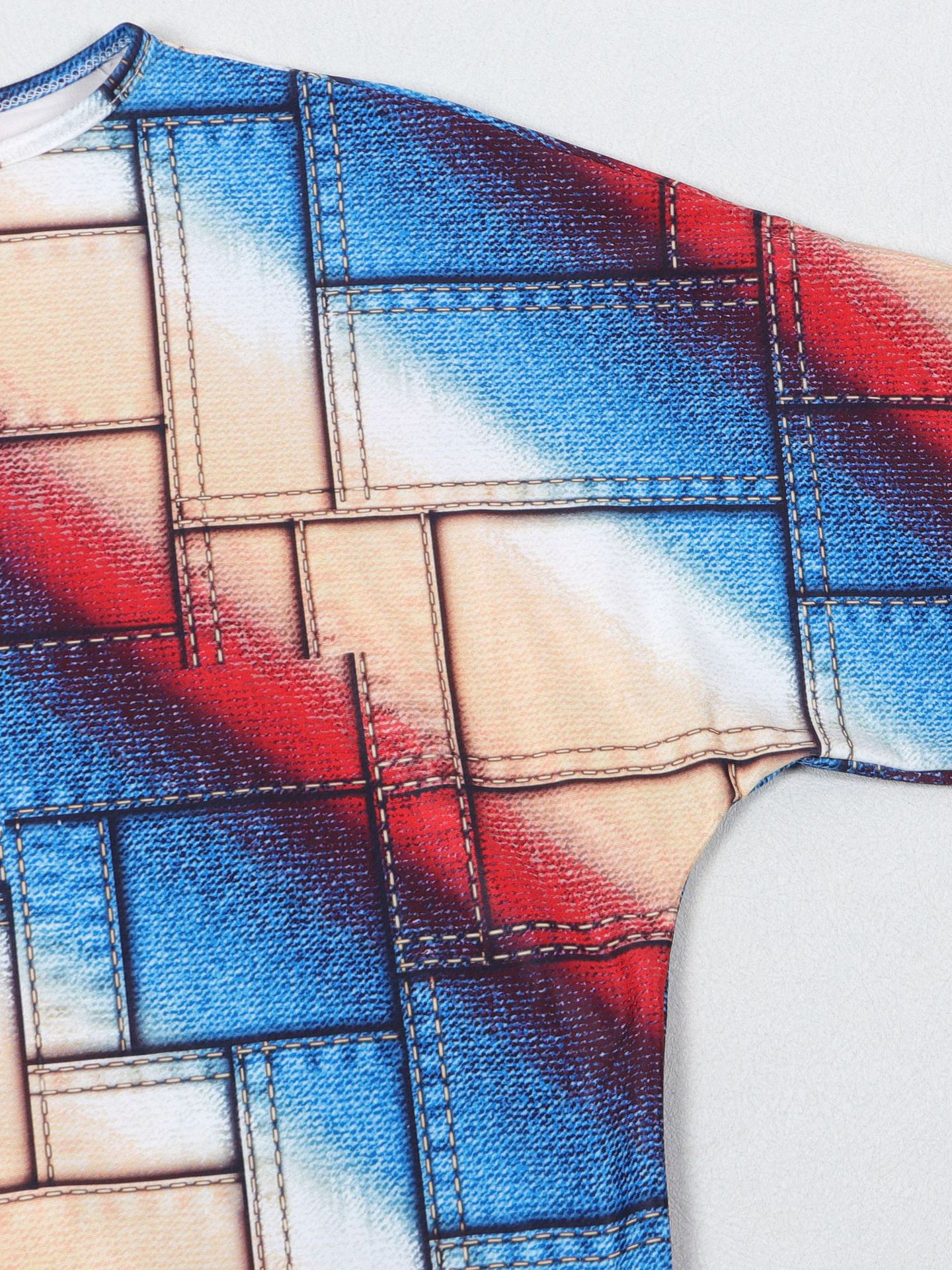 Printed Ruched Long-Sleeve Dress Set