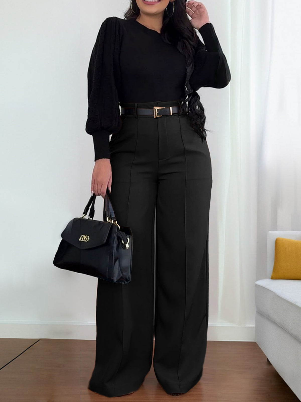 High Waist Straight Leg Pants