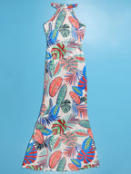 Vestido de sirena con corte sin mangas y estampado floral 