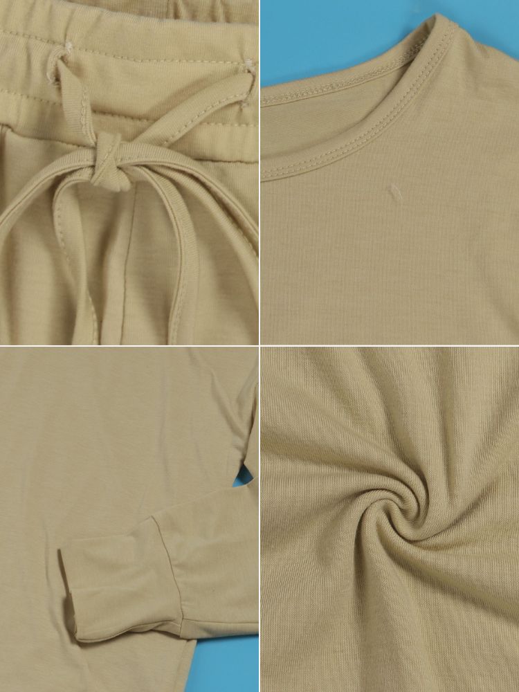 Conjuntos de sudadera con hombros descubiertos de color sólido de dos piezas 