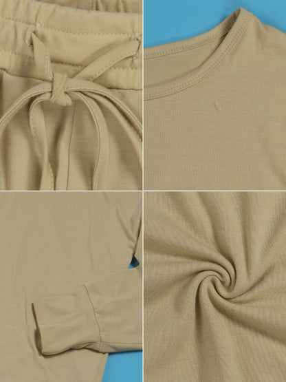 Conjuntos de sudadera con hombros descubiertos de color sólido de dos piezas 