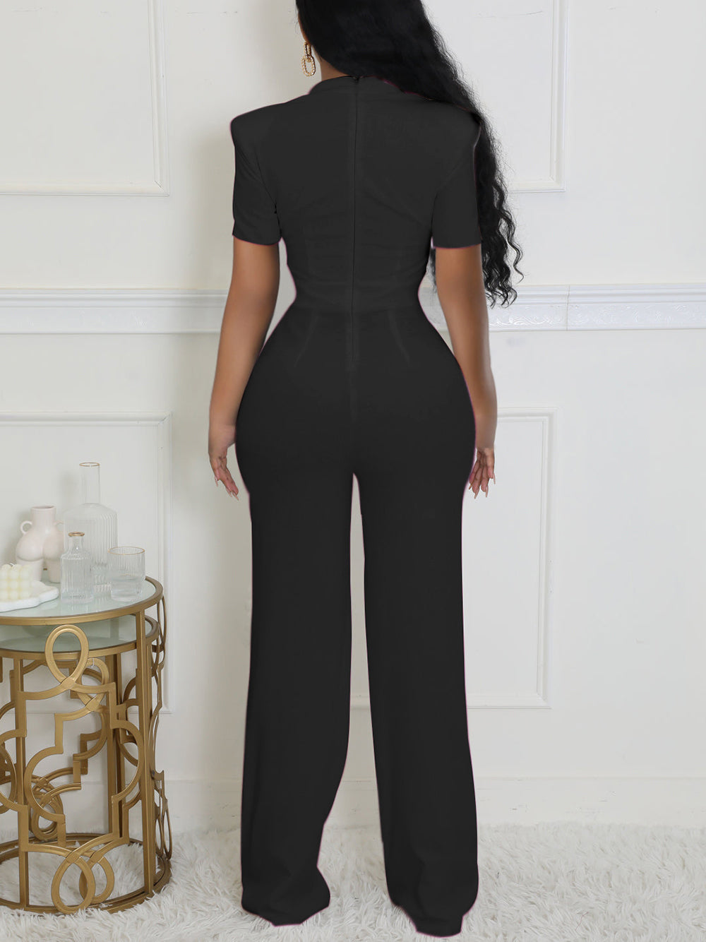 Scarf Neck Belted Wide Leg Jumpsuit