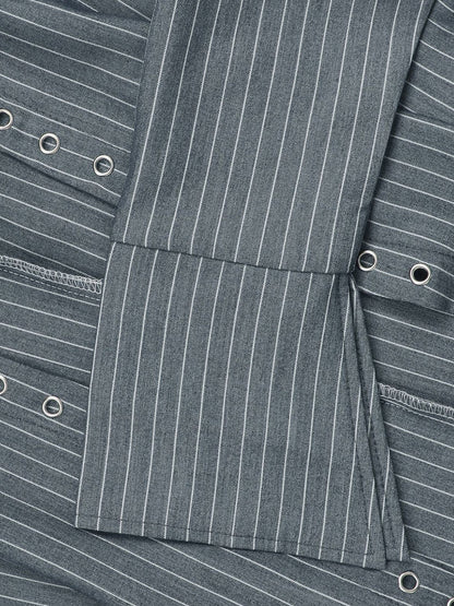 Striped Lace-Up Shirt Shorts Set