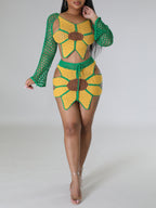 Crochet Sunflower Beach Skirt Set